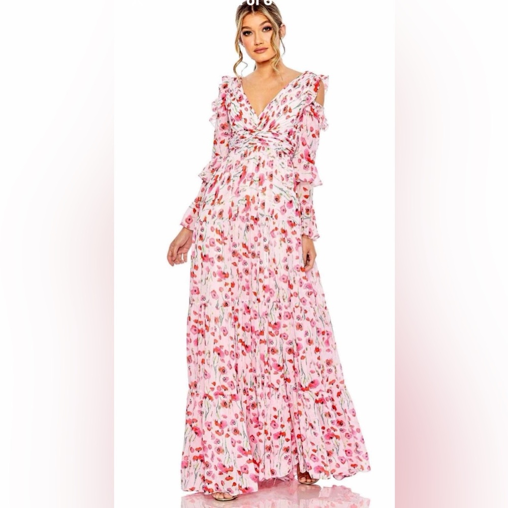 Pink Floral Maxi Dress - Women's Long Floral Print Dress